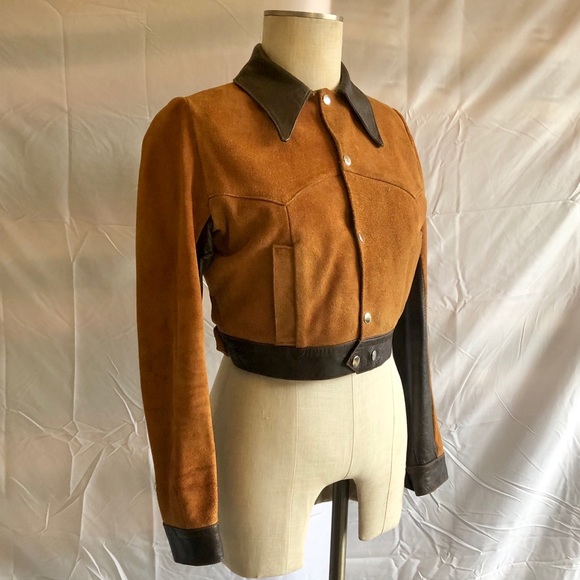 Vintage Jackets & Blazers - Vintage Cropped Leather Biker Jacket